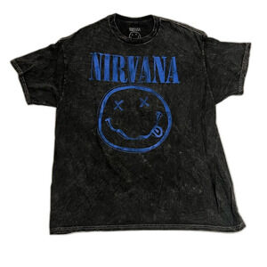 NEW NIRVANA Black Tee with Blue Graphic